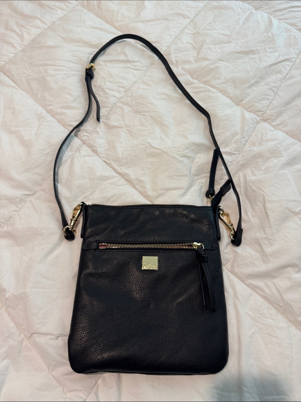Kooba Black Leather Crossbody Bag with Gold Hardware